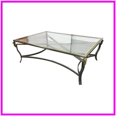 Hollywood Regency Glass Top Lion Coffee Table