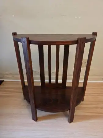 CRAFTSMAN-STYLE HALF-ROUND END TABLE--SOLID WOOD