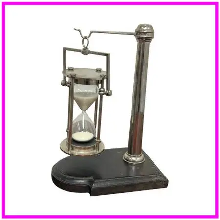 Hourglass Timer On Wood Base, Vintage
