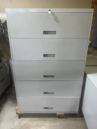 Medical / Shelf style 5 drawer locking ALLSTEEL lateral file cabinet