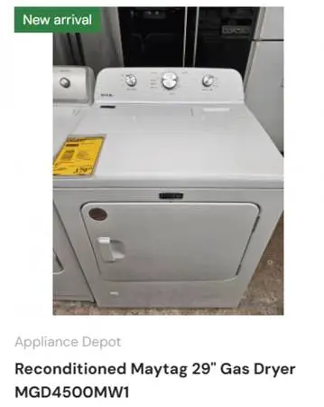 Reconditioned Maytag 29 Gas Dryer MGD4500MW1