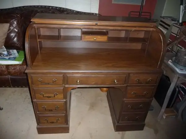 ROLL TOP DESK, OFFICE DESK, OFFICE FURNITURE, FILE CABINET, ANTIQUES