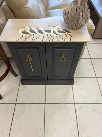 Local Artist Coastal Painted Cabinet