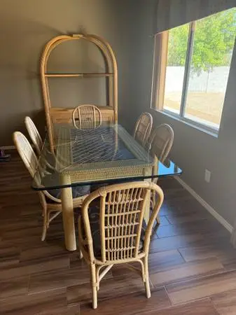 Dining table and hutch