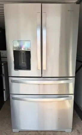 Clean & Tested Whirlpool 26 cu ft 4-Door French Door Fridge — Stainless