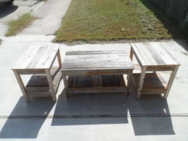 Rustic Barn Wood Coffee Table / End Table Set Small Size