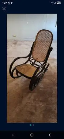 Vintage Bentwood Cane Back and Seat Rocking Chair