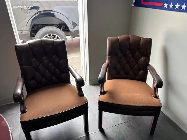 Office Chairs Cloth Leather Brown 2 Diamond Back Kitchen Chair Pair