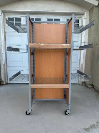Storage Shelf Cabinet with bottom wheels and hanging baskets