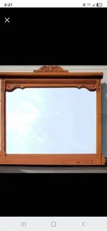 Large Wood Frame Beveled Mirror