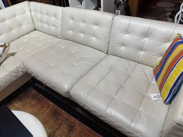 WHITE LEATHER 2 PC SECTIONAL - GOOD CONDITION - BEST CASH OFFER!