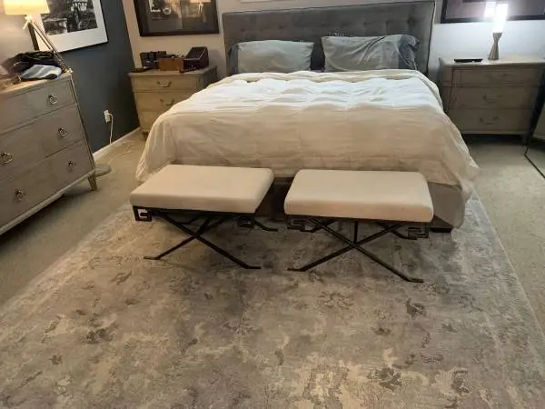 Pair of Upholstered Metal Accent Stools/Seats Benches For End of Bed