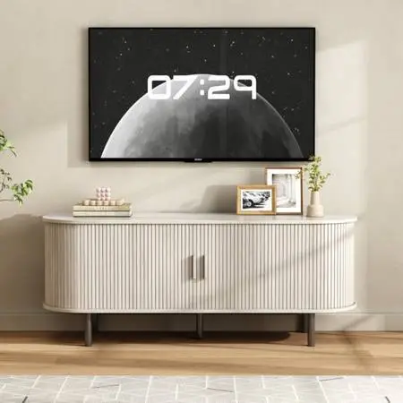 Modern Wood TV Stand with Storage and Shelves to Fit up to 80 TVs