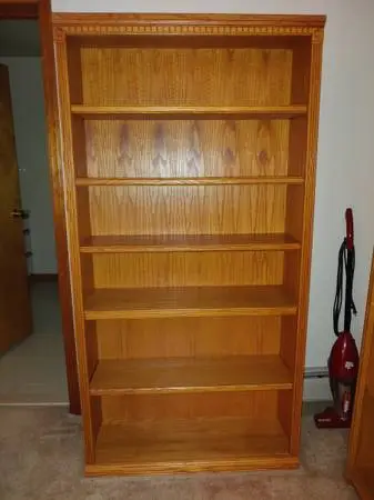 Large Solid Oak Bookcase with Adjustable Shelves