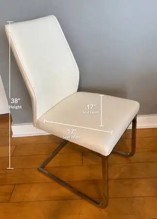 Set of 4 Contemporary White Leather Dining Chairs Excellent Condition