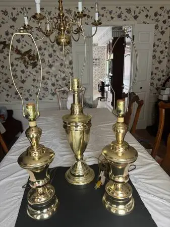 Set of 3 Brass Table Lamps or each