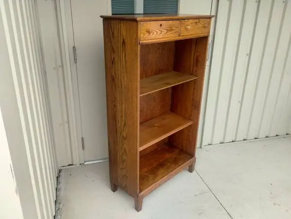 Antique 19th Century Tiger Oak Bookcase w/2 Drawers