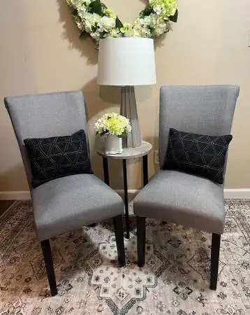 Pair of NEW Gray Fabric Chairs