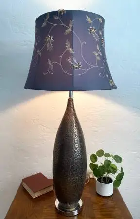 Tall Bronze Hammered Ceramic Table Lamp
