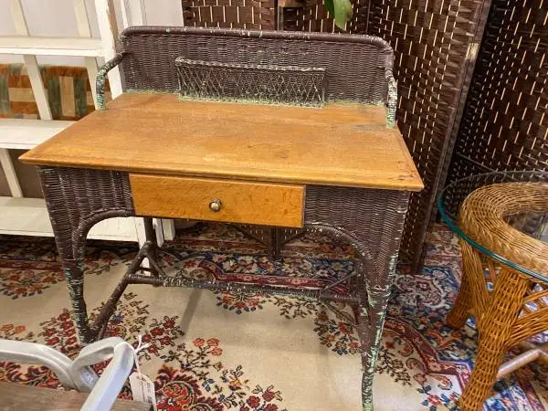 Vintage Valtan Wicker Desk