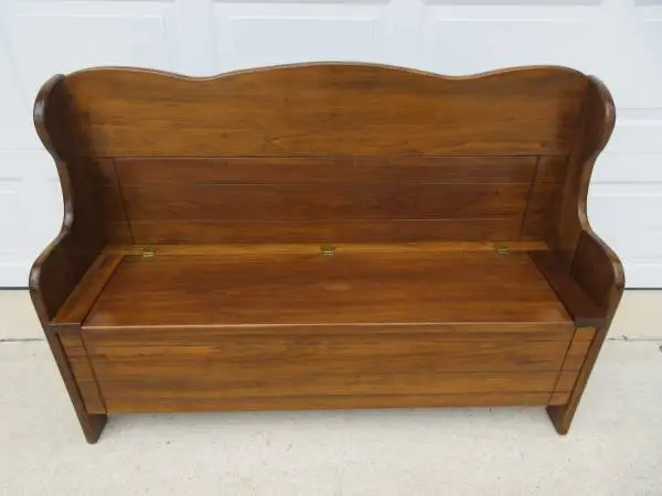 Solid Wood Bench with Storage Under Seat