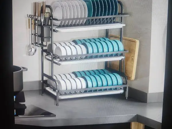 Metal 3-Tier Large Capacity Dish Rack