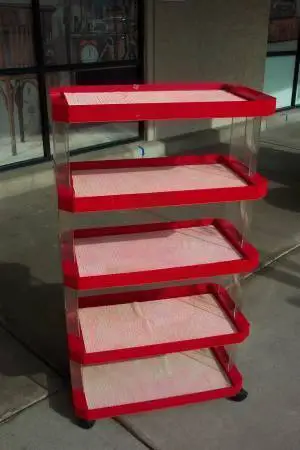5 shelf rolling display rack