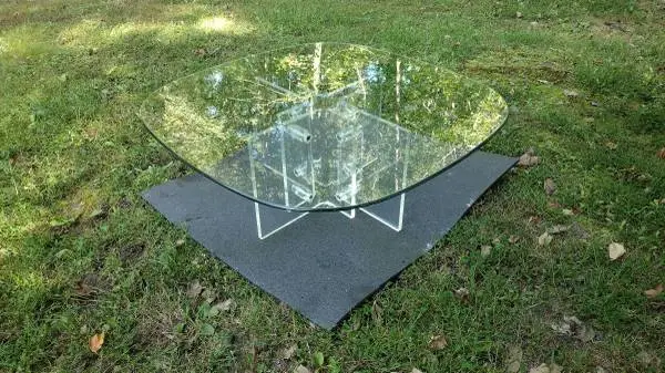 Huge Lucite Chrome Glass COFFEE TABLE Hollywood Regency
