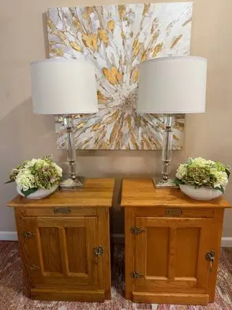 Nice Pair of White Clad Oak Nightstands