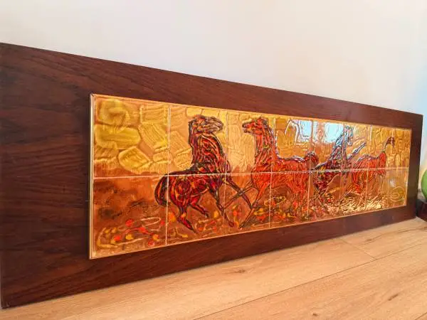 Mid century modern Harris G. Strong Italian tile mosaic art piece: Fou