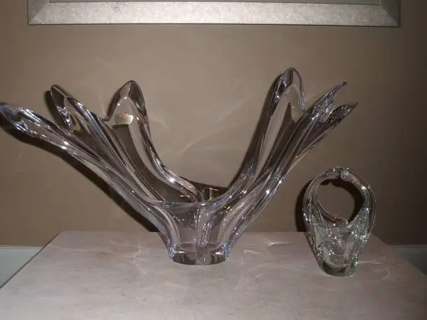 Large Cofrac Art Verrier Centerpiece, Wave Splash Bowl
