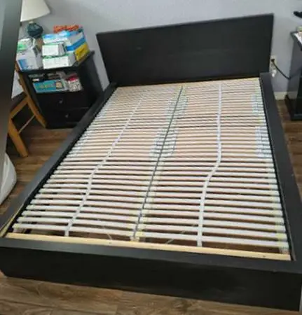 “IKEA” Full Sz Platform Bed w Headboard, Footboard, Side Rails & Slats