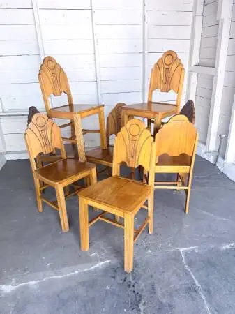 Vintage Art Deco Maple Dining Chairs, 1940s | Scalloped Dining Chair