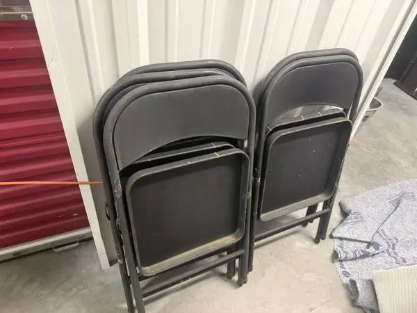 5 Steel / Metal Folding Chairs – Stackable when Folded