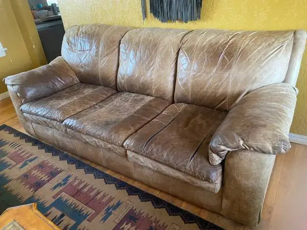 Southwestern style thick, leather couch, and chair