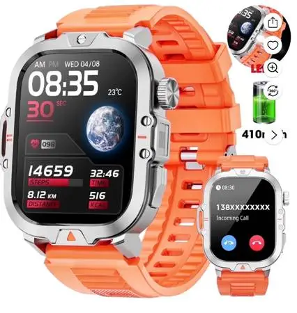 New in box Android Smart Watch Orange with silver buckle Free shipping