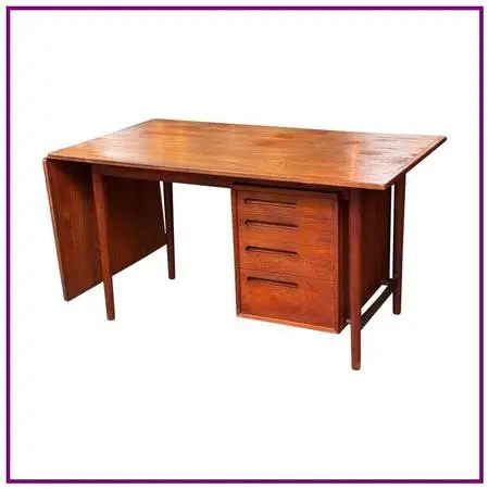 Mid 20th Century Danish Design Extension Office Desk, Teak Wood