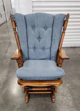 Vintage Solid Oak Wood Glider Rocking Chair