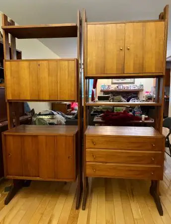 Awesome Pair MCM Danish Modern Liquor storage Cabinet Bar