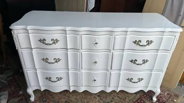 vintage French provincial dresser white 9 drawers solid wood L57”*D20”*H35