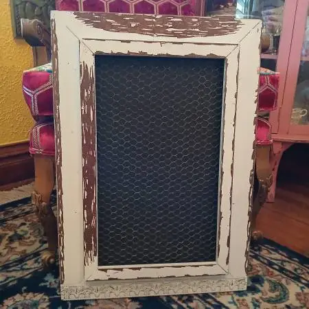 Wood Framed Metal Memo Board, Photo Display, Jewelry Organizer!