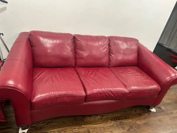 Red Leather Sofa Set