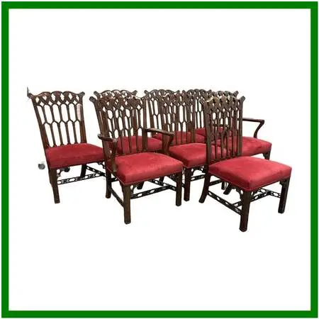 Burton Ching Gothic Revival Dining Room Chairs, Set Of Eight