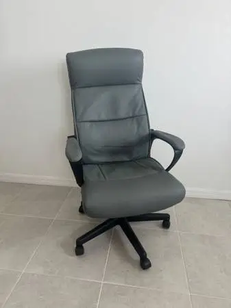 Grey High-Back Leather Office Chair