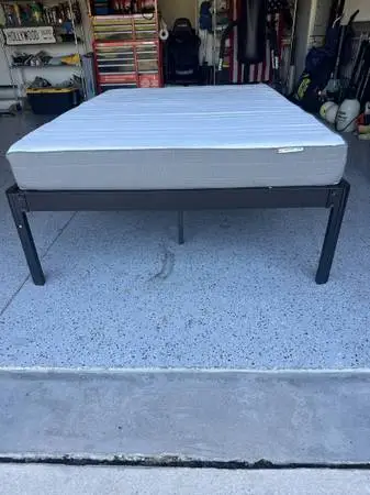 Full Size IKEA Mattress & Metal Platform Bed Frame