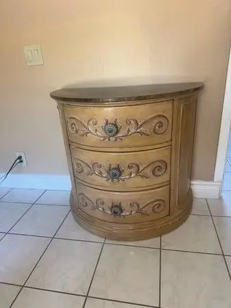 Marble top 3 drawer dresser 36.2” wide 20” Deep 32.2” height