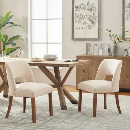 Nakenzie Upholstered Back Side Dining Chair (Set of 2) - Polyester Bei