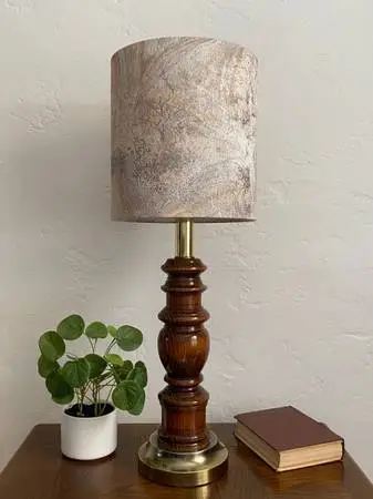Vintage MCM Turned Wood Table Lamp