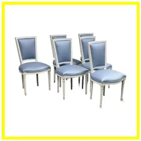 Louis Xvi Style White Washed Dining Side Chairs, Set Of Six