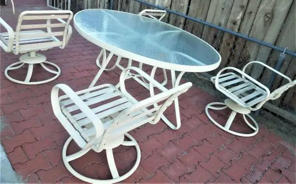 Vintage  Matlin Oval Glass Top Table and  4 Chairs Set